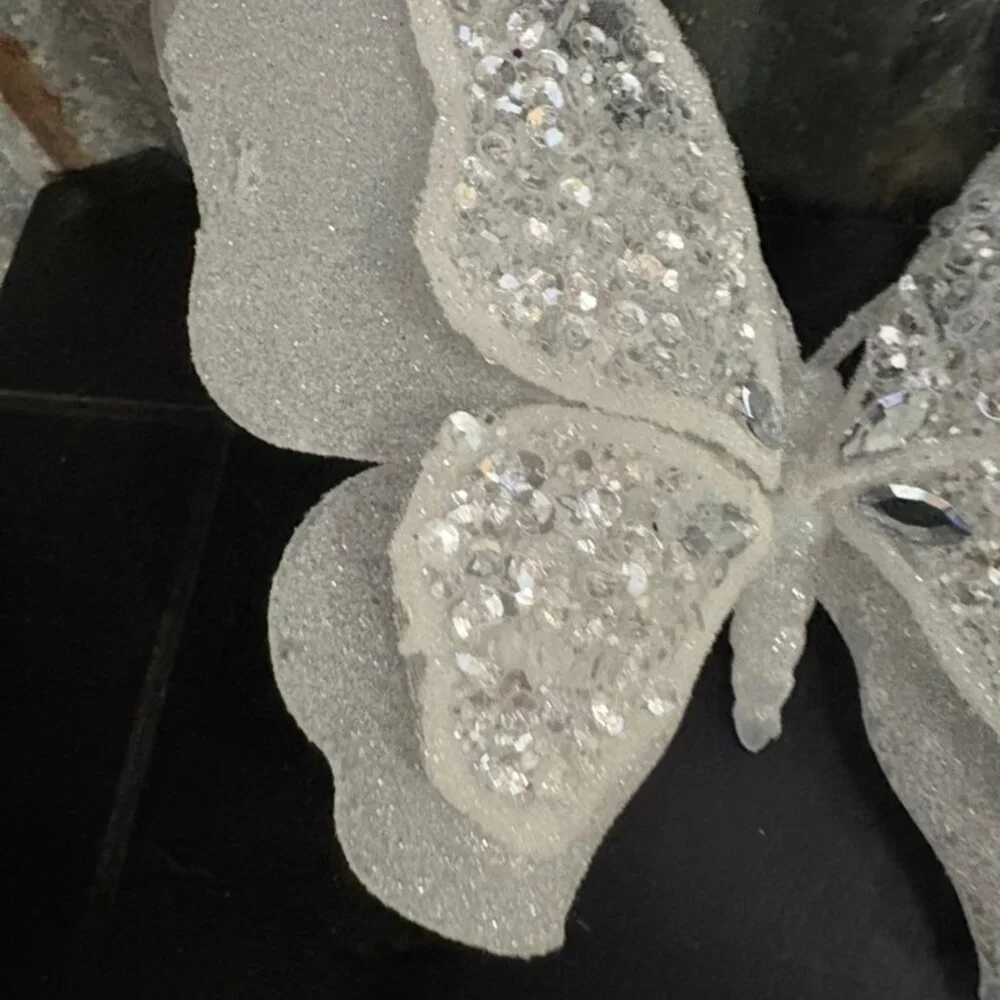 Sparkling‎ White Glitter Butterfly Decor